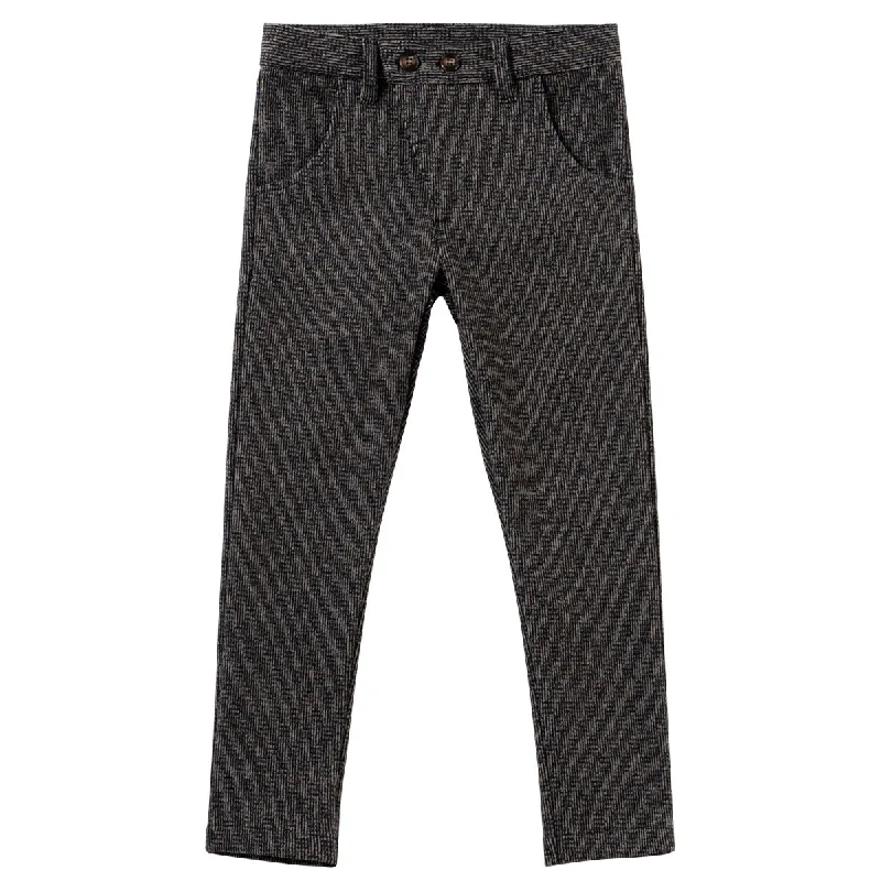 Relaxed cotton pants for breezy casual days -Pants for snowboarders-KLAI BLACK/BROWN PATTERN SLIM PANTS [FINAL SALE]