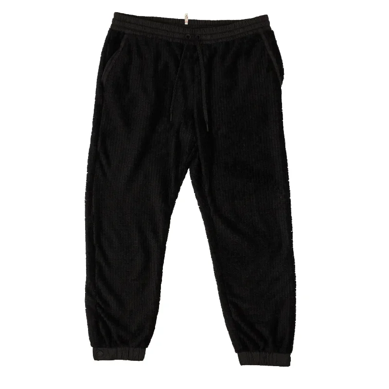 Stretch corduroy pants for cozy fall fashion -Pants with satin finish-Black Polyester Fur Logo Sweatpants