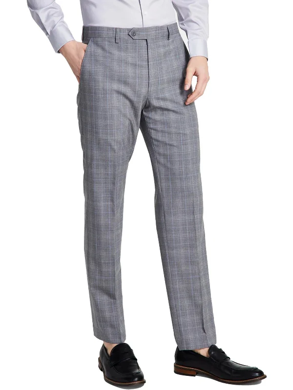 Stylish flare pants for retro party looks -Pants for security guards-Mens Wool Blend Plaid Suit Pants