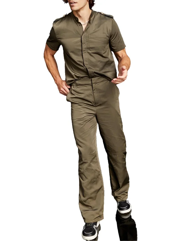 Casual khaki pants for weekend errand runs -Pants for fishing-Mens Utility Flat Front Trouser Pants