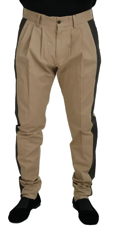 Weatherproof hiking pants for all-season trail use -Pants for chefs-Dolce & Gabbana Elegant Bi-Color Cotton Stretch Men's Pants