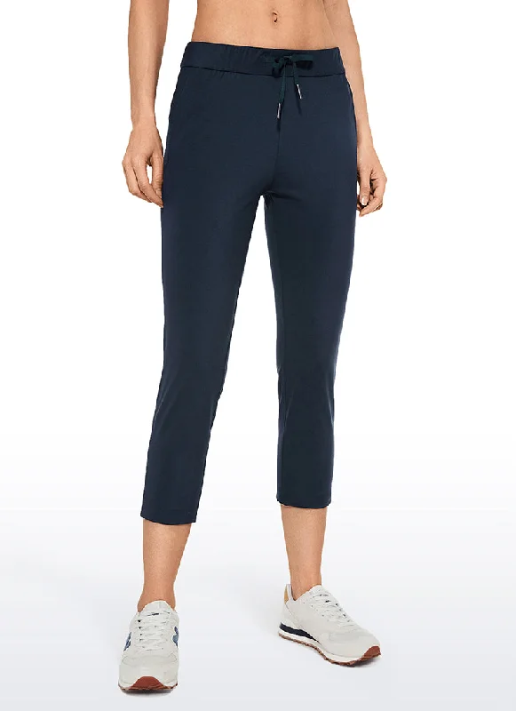 Lightweight travel pants with wrinkle-free fabric -Pants with wool fabric-Stretch Cropped Pants with Pockets 23''