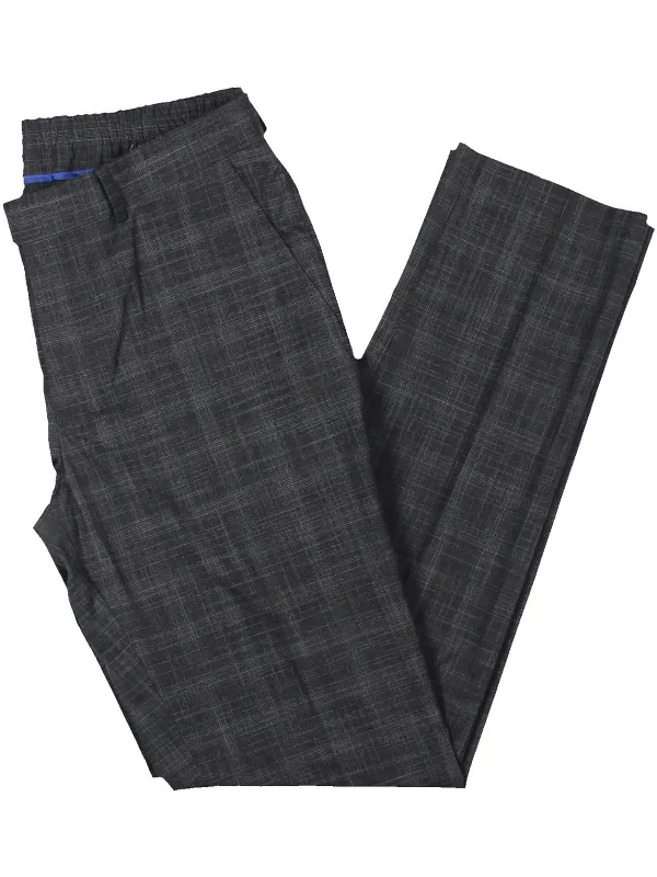 Quick-dry cargo pants for fishing trip practicality -Pants with mesh panels-Mens Plaid Flat Front Trouser Pants