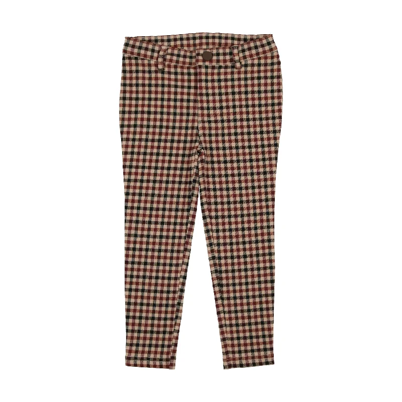 Soft stretch pants for all-day wear ease -Pants for gothic fashion-ANALOGIE TAN PLAID PANTS [FINAL SALE]