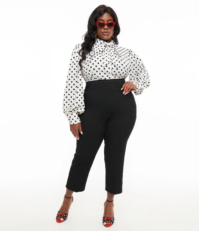 Stylish cropped pants for warm season trends -Pants with denim fabric-Collectif Plus Size 1950s Black Nora Capri Pants