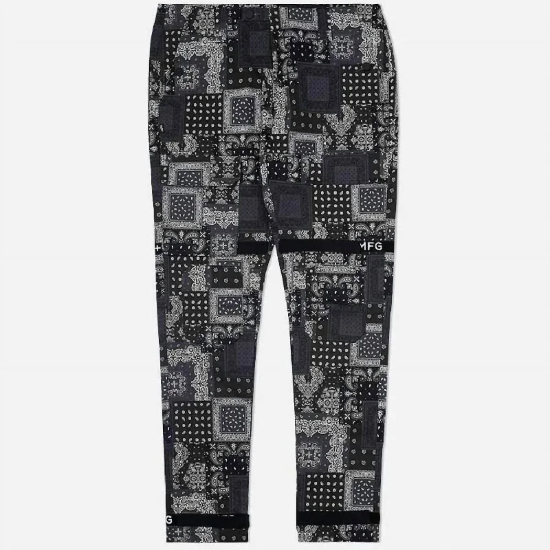 Insulated ski pants for alpine adventure warmth -Pants for K-pop fans-Men's Strapped Up Utility Paisley Pants In Black/white