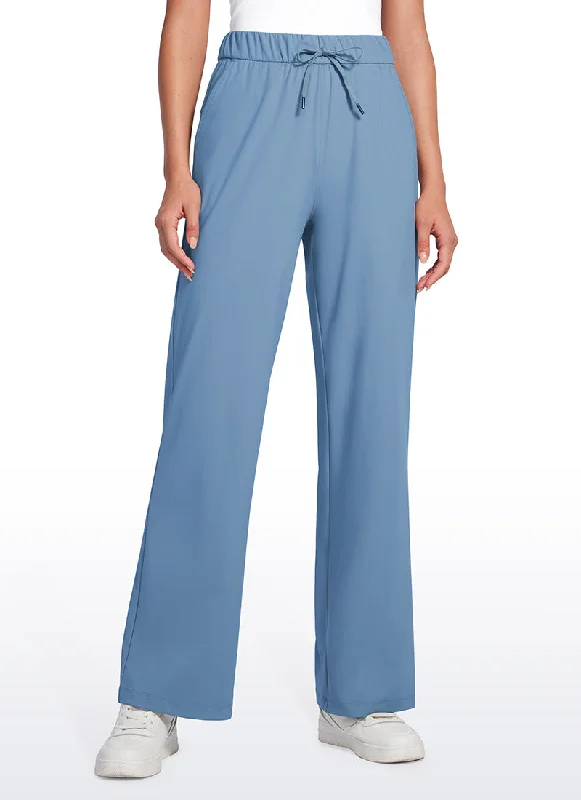 Flowy wide pants for artistic bohemian vibes -Pants with side stripes-Stretch Casual Pockets Pants 30.5”