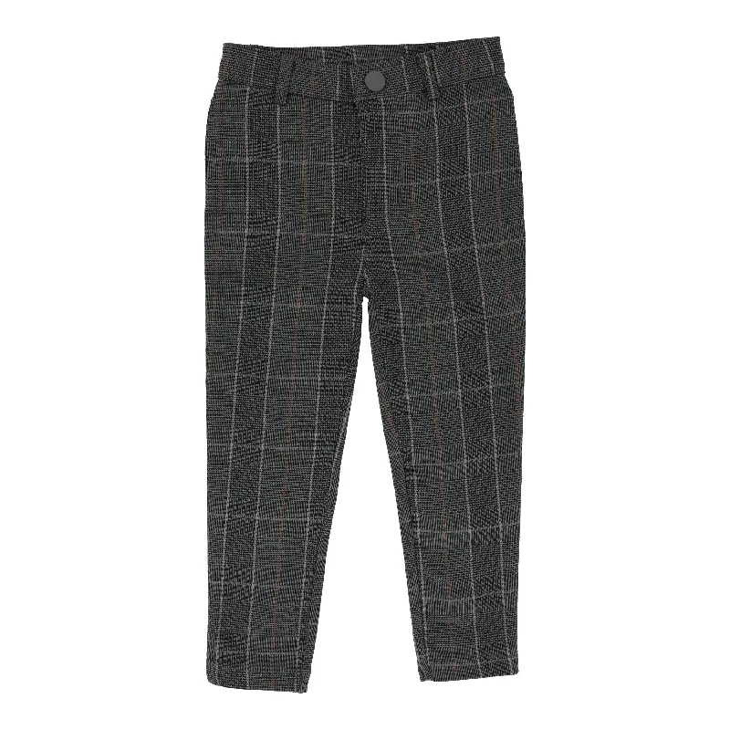 Lightweight jogger pants for summer evening strolls -Pants for DJs-ANALOGIE GREY PRINTED PLAID PANTS [FINAL SALE]