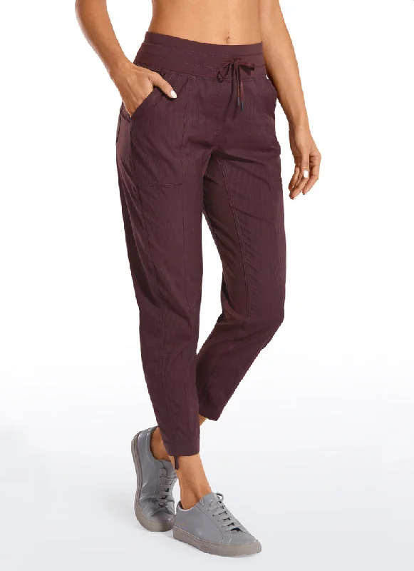 Durable denim pants for long-lasting everyday use -Pants with linen fabric-Striped Pants with Pockets 25''- Cinched Leg