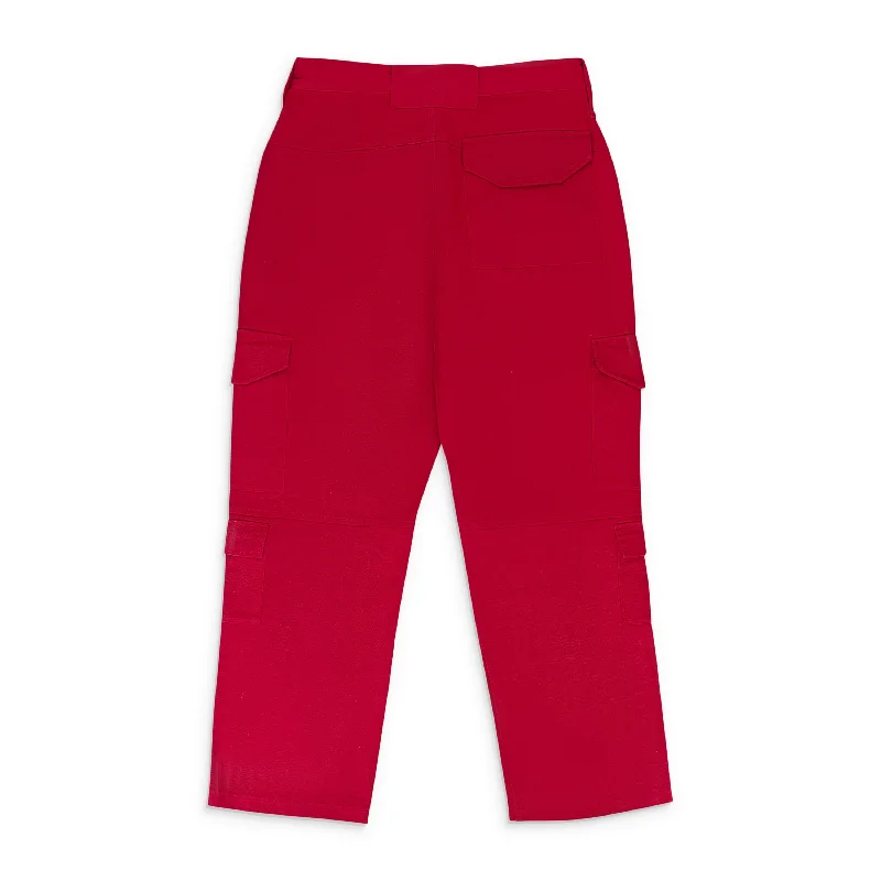 Lightweight linen pants for beach vacation style -Pants with stretch fabric-TWILL RED CARGO PANTS