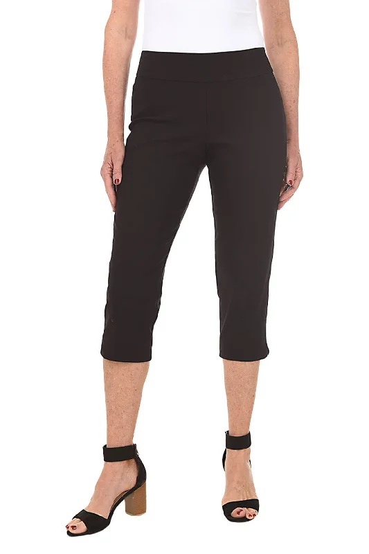 Classic wool pants for cold weather elegance -Pants for artists-Solid Pull-On Capri Pants