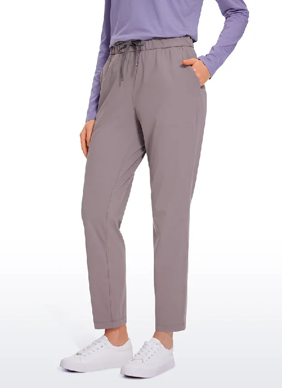 Elegant satin pants for formal dinner attire -Pants with cotton material-Stretch Drawstring 7/8 Pants with Pockets 27''