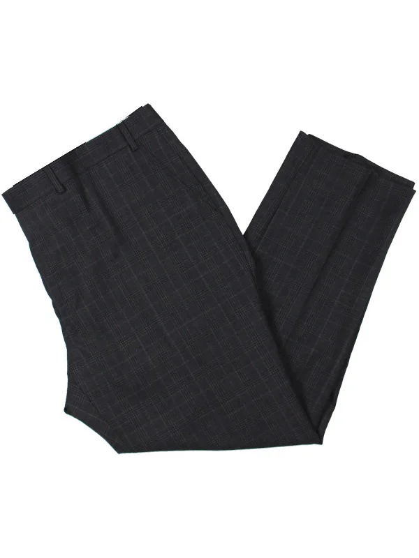 Eco-friendly hemp pants for sustainable clothing choices -Pants with zippers-Edgewood Mens Plaid Wool Suit Pants