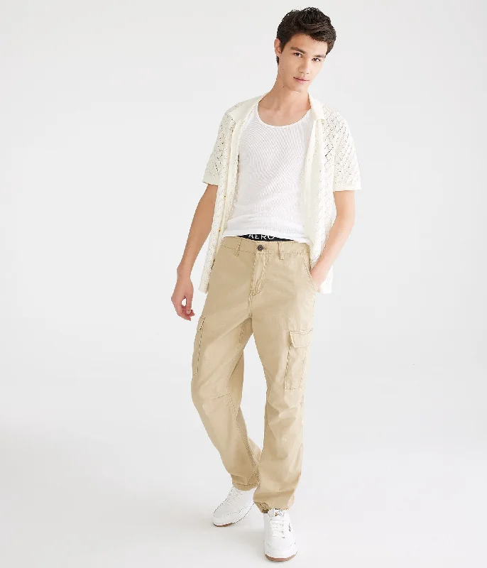 Multi-pocket pants for organized travel convenience -Pants with high waist-Aeropostale Relaxed Cargo Pants