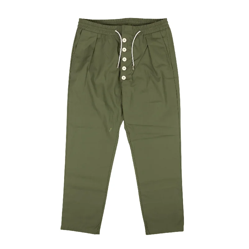 Soft jogger pants for relaxed weekend lounging -Pants for running-Green Drawstring Button Pants