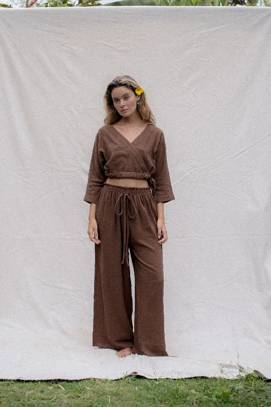 Stylish wide-leg pants for bold evening looks -Pants for travel-Flow Pants Chestnut