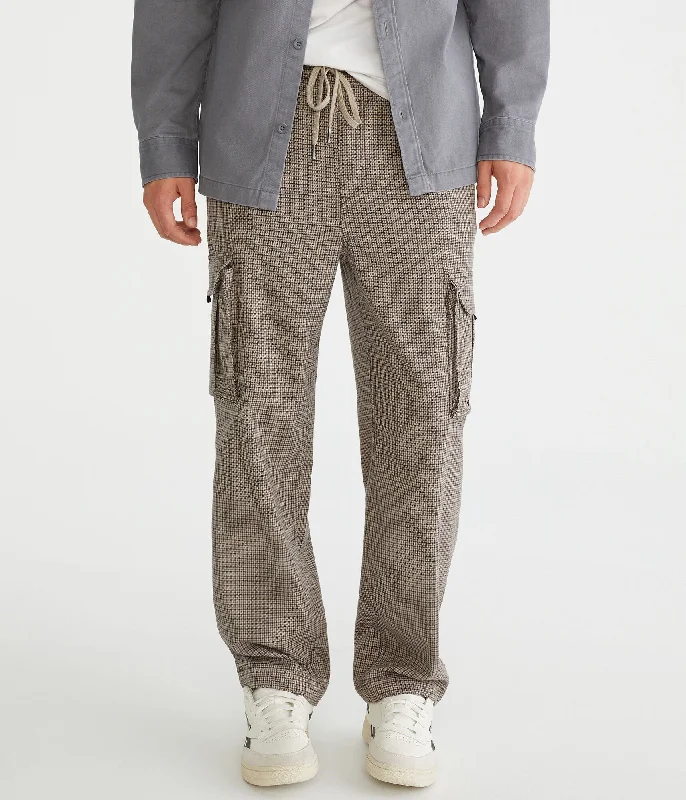 Insulated snow pants for winter outdoor fun -Pants with reinforced knees-Aeropostale Houndstooth Baggy Cargo Pants