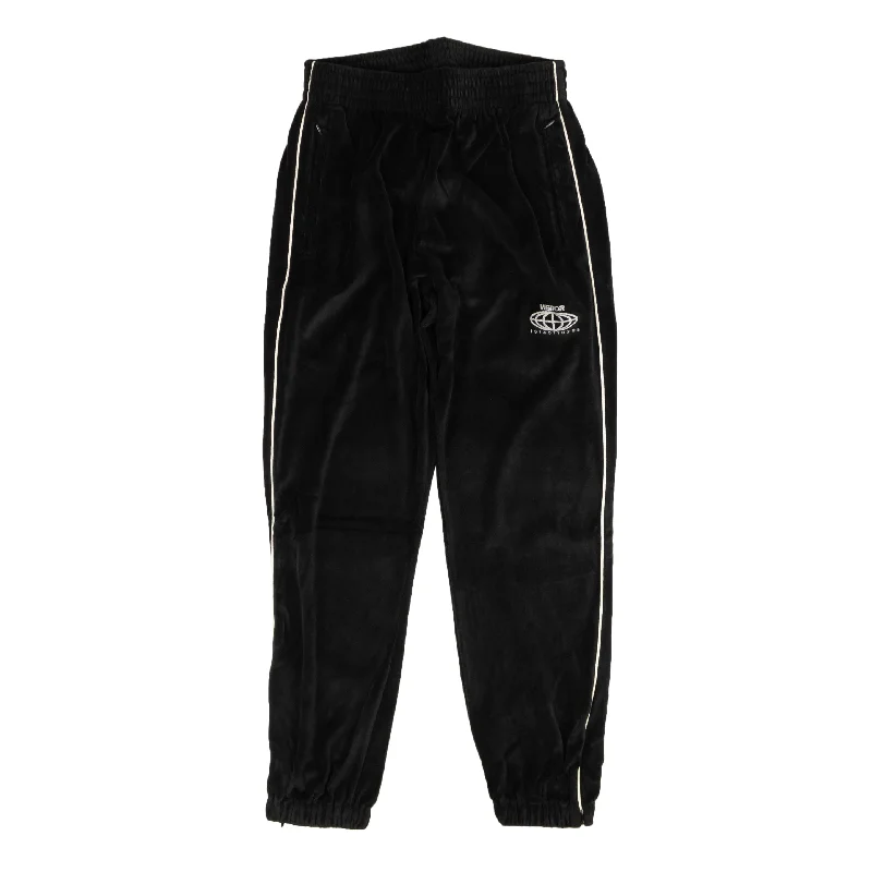 High-rise flare pants for vintage chic appeal -Pants with straight legs-Black Velour Logo Sweatpants