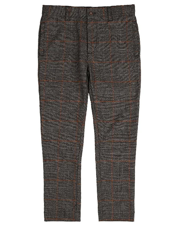 Lightweight culottes pants for summer fashion flair -Pants for cosplay-NOMA GREY/RUST PLAID PANTS [FINAL SALE]