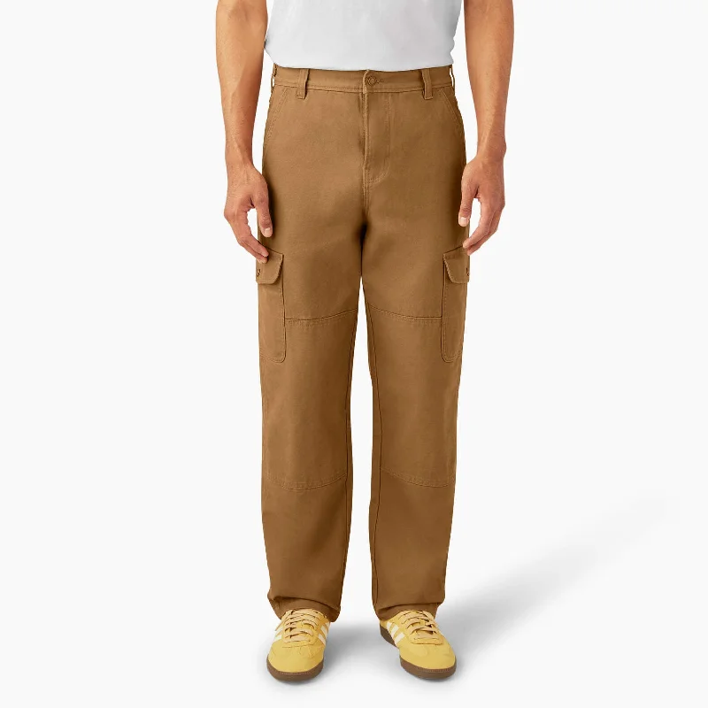 Adjustable waist pants for custom fit ease -Pants with buttons-Relaxed Fit Duck Cargo Pants