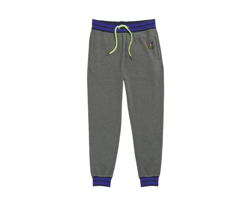 Athletic track pants for running training days -Pants with low rise-Psycho Bunny Warwick Color-Block Logo Heather Storm Pants B6P112Q1FT-HST