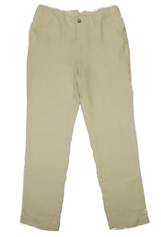 Tailored wool pants for sharp winter dressing -Pants for babies-Cream Herringbone Linen Pants