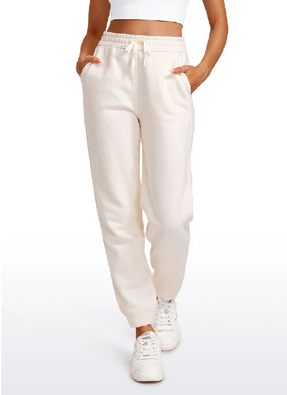 Tapered ankle pants for sleek modern silhouettes -Pants with flared legs-Cotton Fleece Lined High Rise Sweatpants 28''