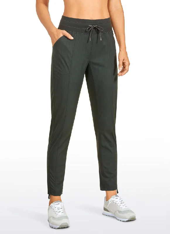 Stylish cropped pants for warm season trends -Pants with denim fabric-Striped Pants with Pockets 27''- Cinched Leg