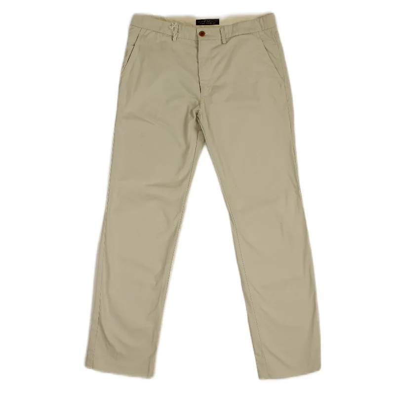 Relaxed fit pants for laid-back comfort wear -Pants for toddlers-Beige Cotton Pants