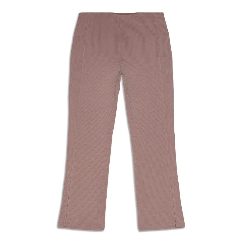 Breathable linen pants for hot summer days -Pants for winter-Ribbed Softstreme Zip-Leg High-Rise Cropped Pants - Resale