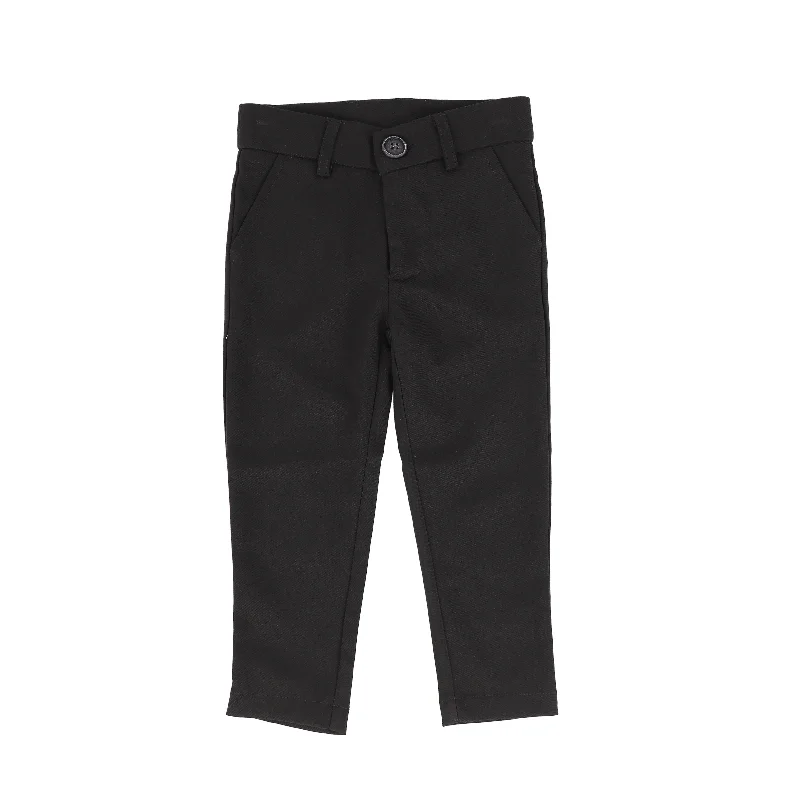 Stylish flare pants for retro party looks -Pants for security guards-BAMBOO BLACK WOOL SLIM PANTS [Final Sale]