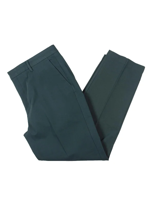 Relaxed chino pants for casual Friday offices -Pants with embroidery-Mens Wrinkle Resistant Mid Rise Trouser Pants