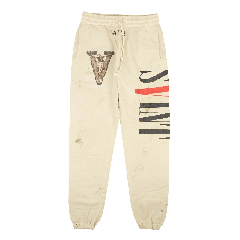 Designer leather pants for high-fashion nightwear -Pants for motorcyclists-Grey Vlone x Saint Michael Sweatpants