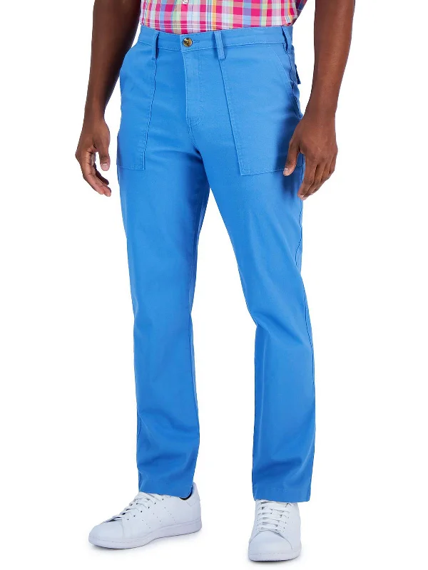 Stretch corduroy pants for cozy fall fashion -Pants with satin finish-Mens Classic Fit Solid Straight Leg Pants