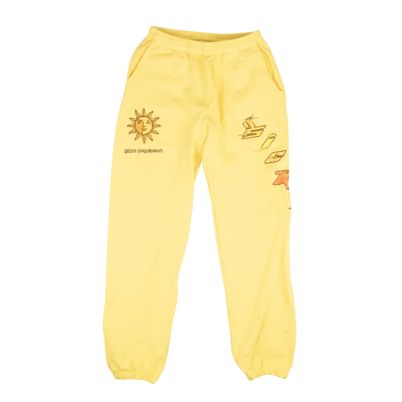 Stretchy yoga pants for flexible workout sessions -Pants for cycling-Yellow Luke.wav Embroidered Sweatpants