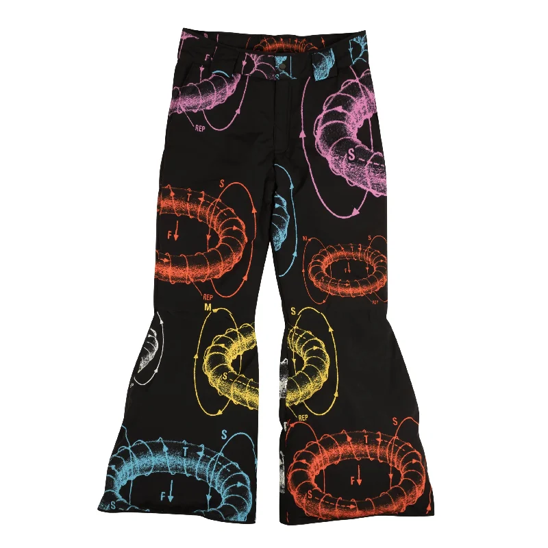 Cozy fleece pants for cold winter nights -Pants for office-Msfts Rep Bell Bottom Antigravity Puffer Pants - Black/Multi