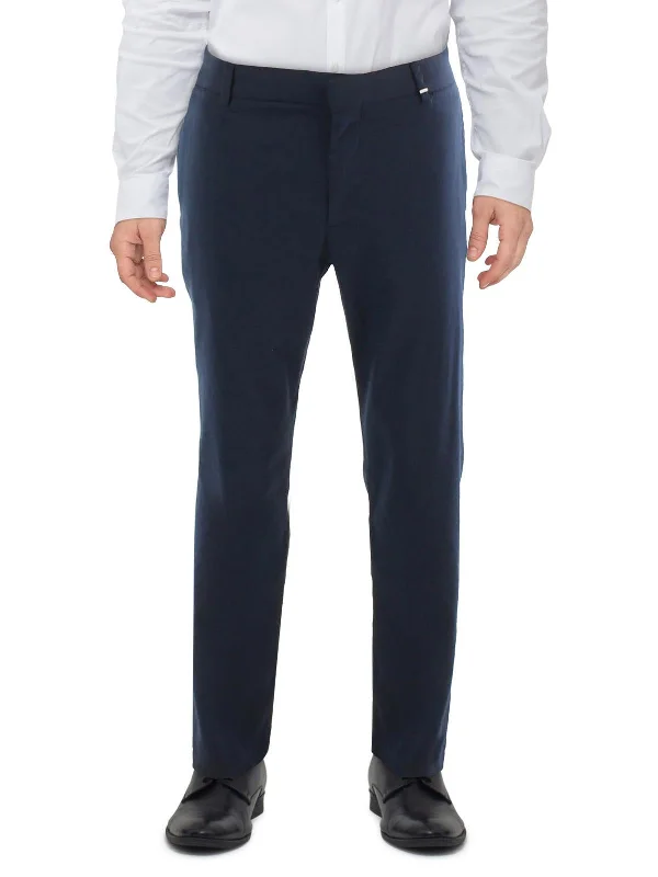 Stylish cropped pants for warm season trends -Pants with denim fabric-Mens Smocked Linen Trouser Pants