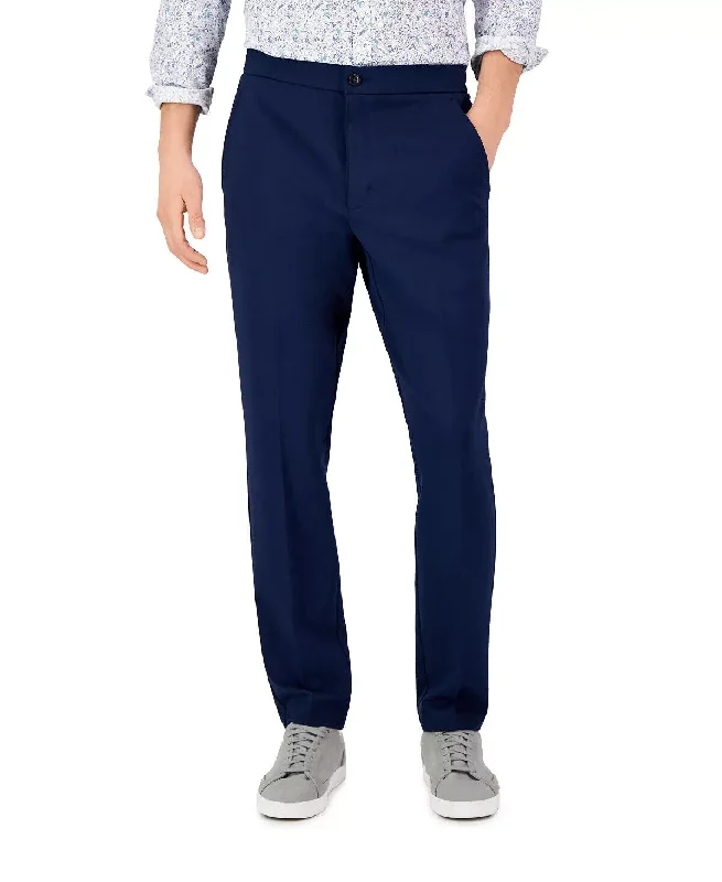 Tailored khaki pants for smart casual attire -Pants for everyday wear-Alfani 100166123MN Suit Pants Men's Blue Modern Knit Regular-Fit Pockets MCWW223