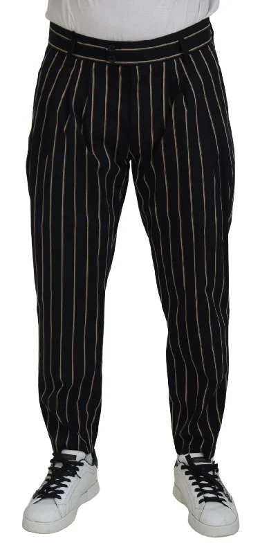 Bold plaid pants for eye-catching style choices -Pants for medical professionals-Dolce & Gabbana Elegant Striped Chino Tape Men's Pants