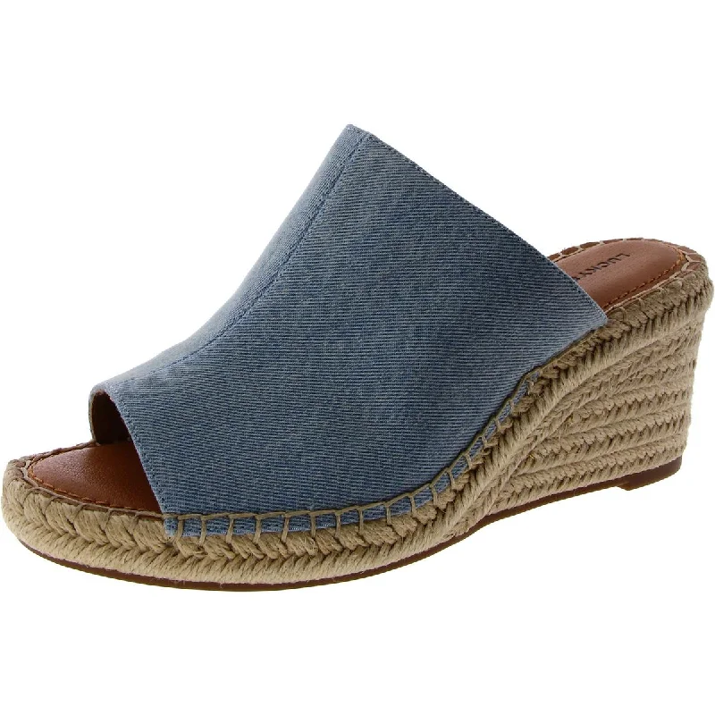 Comfortable sandals for women with plush straps and flexible soles for daily use-Sandals for date nights-Lucky Brand Womens Cabriah Denim Espadrille Wedge Sandals