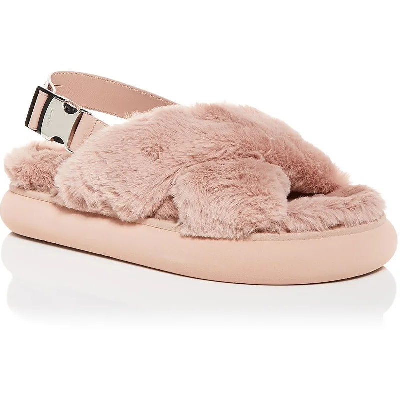 Comfortable sandals for women with closed-toe design and flexible footbed for comfort-Sandals with elegant style-Moncler Womens Solarisse Fur Leather Warm Slingback Sandals