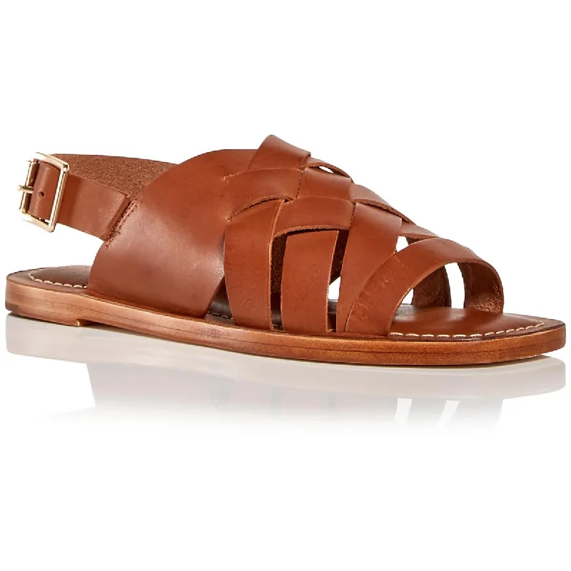 Elegant sandals for women with woven design and high-heeled platform soles-Sandals with closed toes-Loeffler Randall Womens Grayson Leather Peep-Toe Slingback Sandals