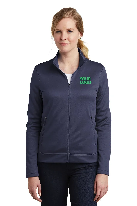 White Jackets for Clean -Jackets for punk style-Nike Ladies ThermaFIT Full-Zip Customized Jackets, Midnight Navy