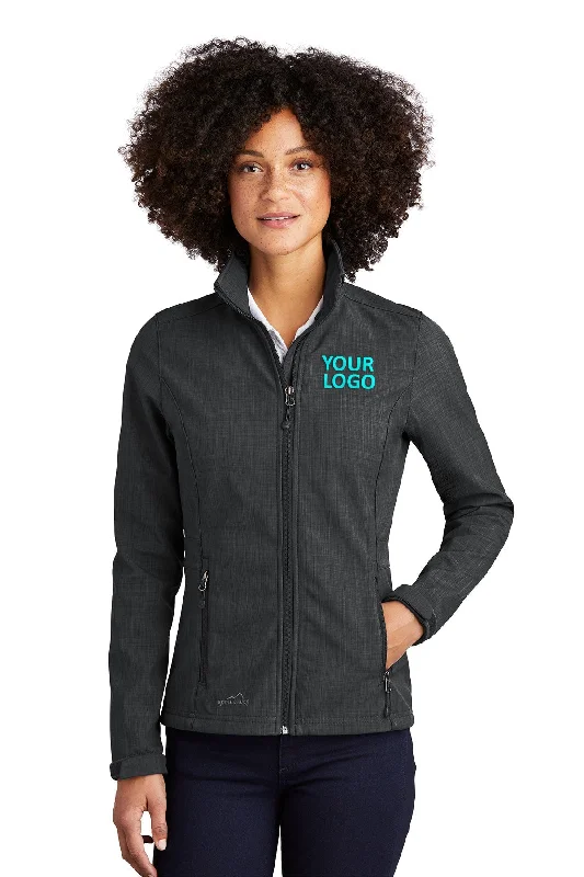 School Jackets for Uniform -Jackets with military style-Eddie Bauer Ladies Shaded Crosshatch Custom Soft Shell Jackets, Grey