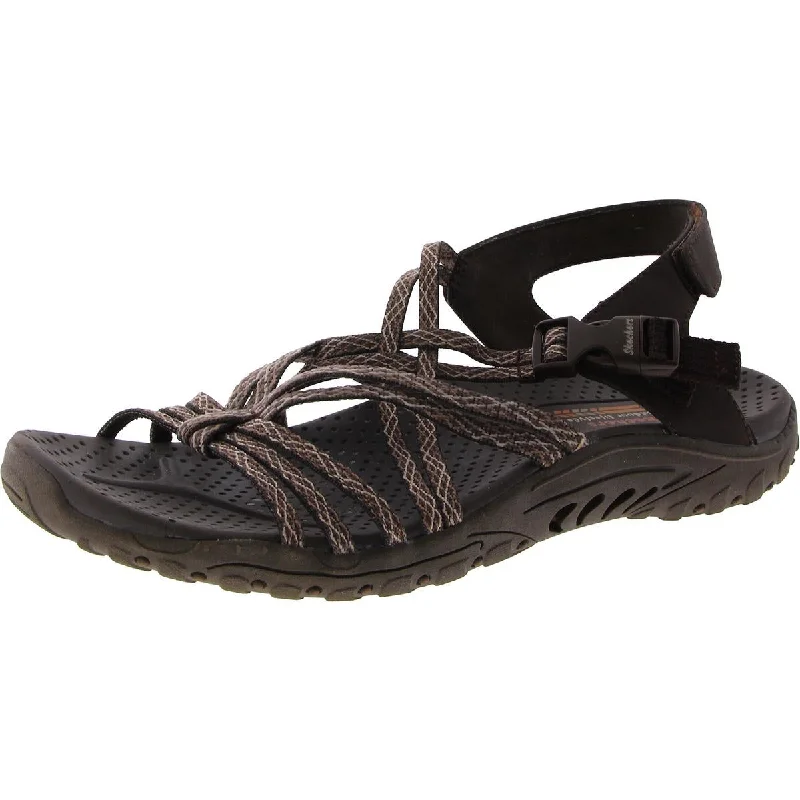 Casual sandals for women with flat soles and classic leather straps for style-Sandals for budget shoppers-Skechers Womens Reggae Criss-Cross Strappy Slingback Sandals