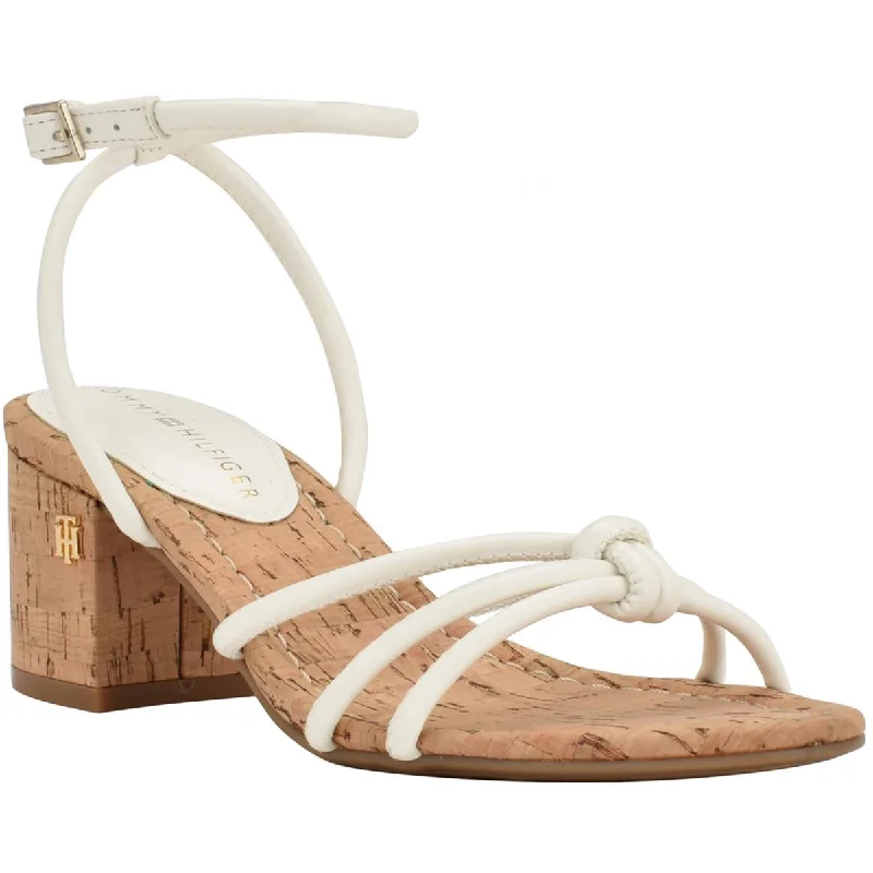 Elegant sandals for evening wear with rhinestone embellishments and soft leather-Sandals for teenagers-Tommy Hilfiger Womens Gela Faux Leather Knot-Front Slingback Sandals