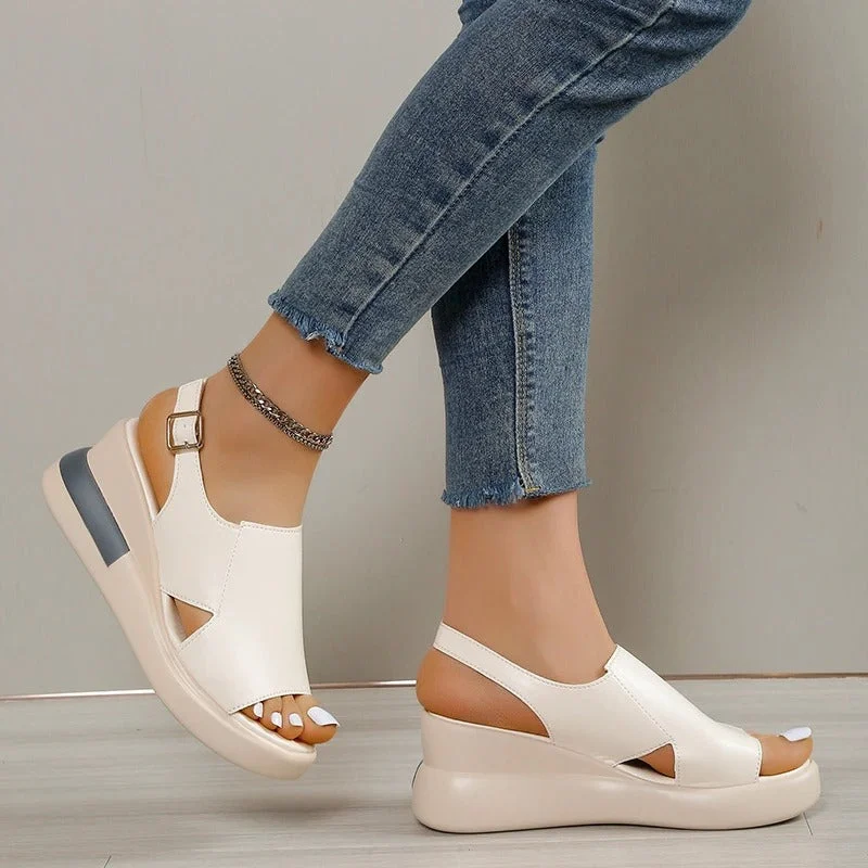 Elegant sandals for women with high heels and lace-up design for formal events-Sandals with cushioned insoles-Summer Wedge Sandals for Women