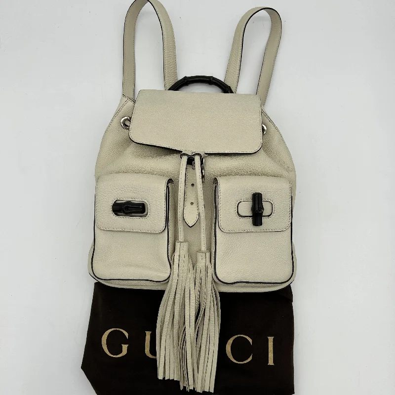 Heavy-duty tactical backpack for emergency preparedness -Gucci Leather Bamboo Tassel Backpack White