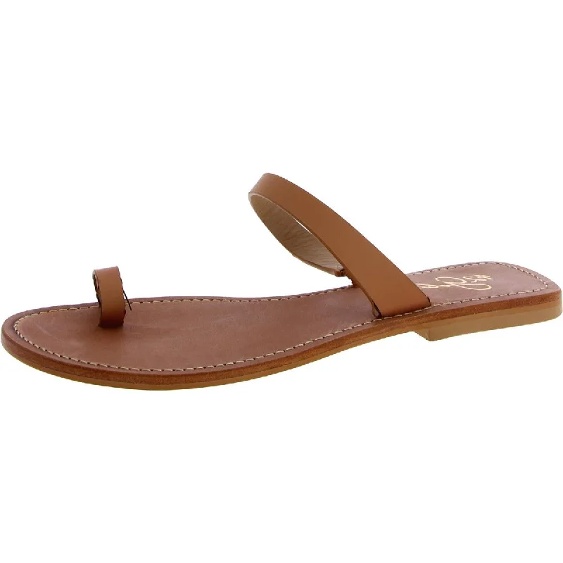 Casual sandals for women with flat soles and comfortable fit for everyday wear-Sandals for men-42 Gold Womens Leather Slip On Slide Sandals