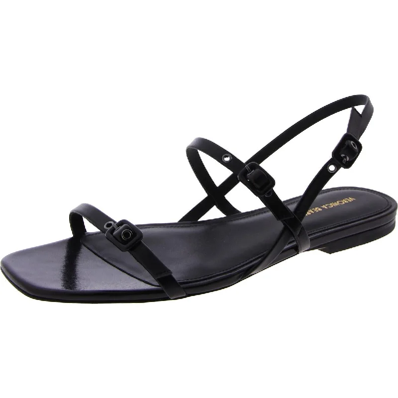 Trendy sandals for men with breathable fabric and adjustable straps for summer wear-Sandals for weddings-Veronica Beard Womens Malinda Faux Leather Ankle Strap Slingback Sandals